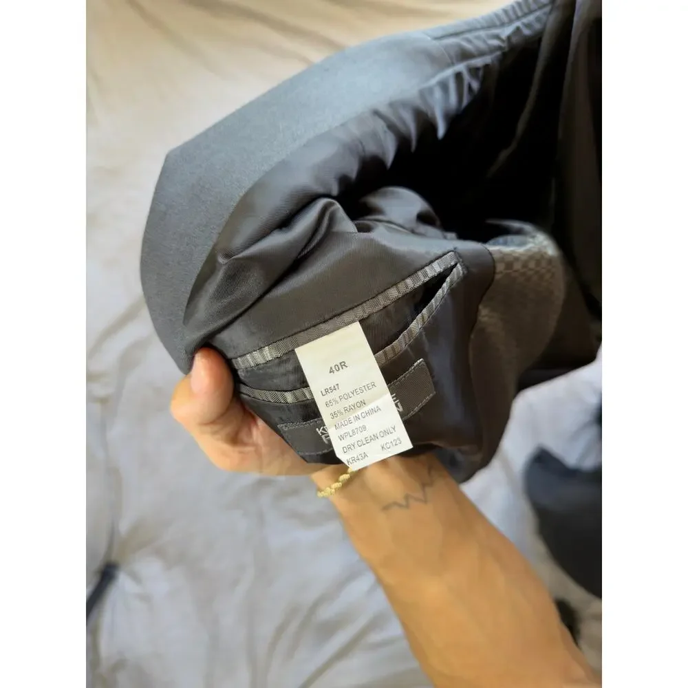 KENNETH COLE Reaction Men's Grey Polyester Rayon Full Suit‎